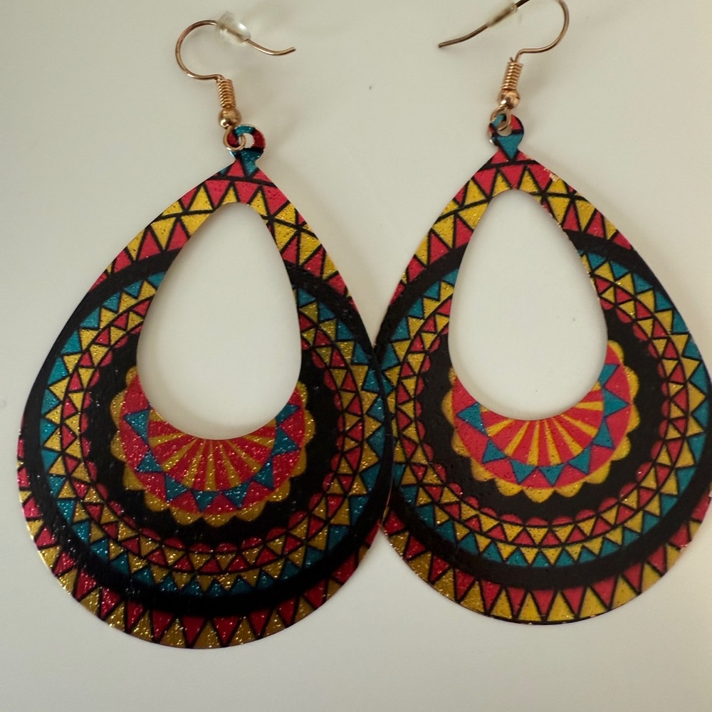 Colorful Geometric Teardrop Earrings